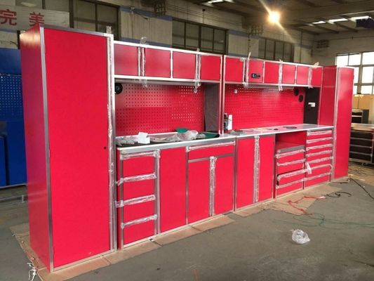 モジュラルのガレージ組み合わせツールキャビネット 7 ドローヤーとホイールでブラウン