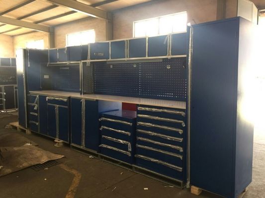 モジュラルのガレージ組み合わせツールキャビネット 7 ドローヤーとホイールでブラウン