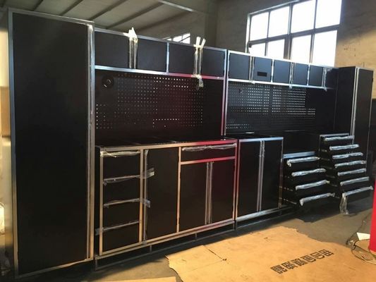 モジュラルのガレージ組み合わせツールキャビネット 7 ドローヤーとホイールでブラウン