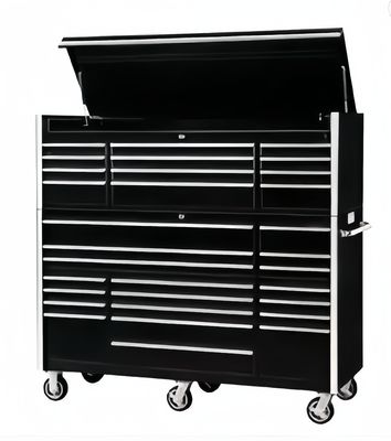 粉末コーティング 完成品 72 インチ 黒 重用 ロールツール チェスト マルチドラワー