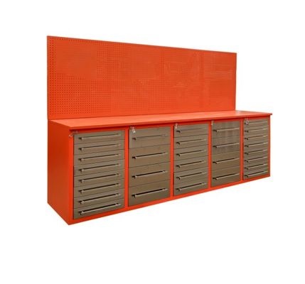 ブラウンキャビネットの重用作業台とバックパネル付きの自動車ツールボックスセット