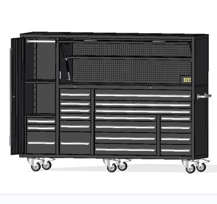 複数の引き出し オプション プロフェッショナル 96 インチ 機械用工具箱 輪とライト